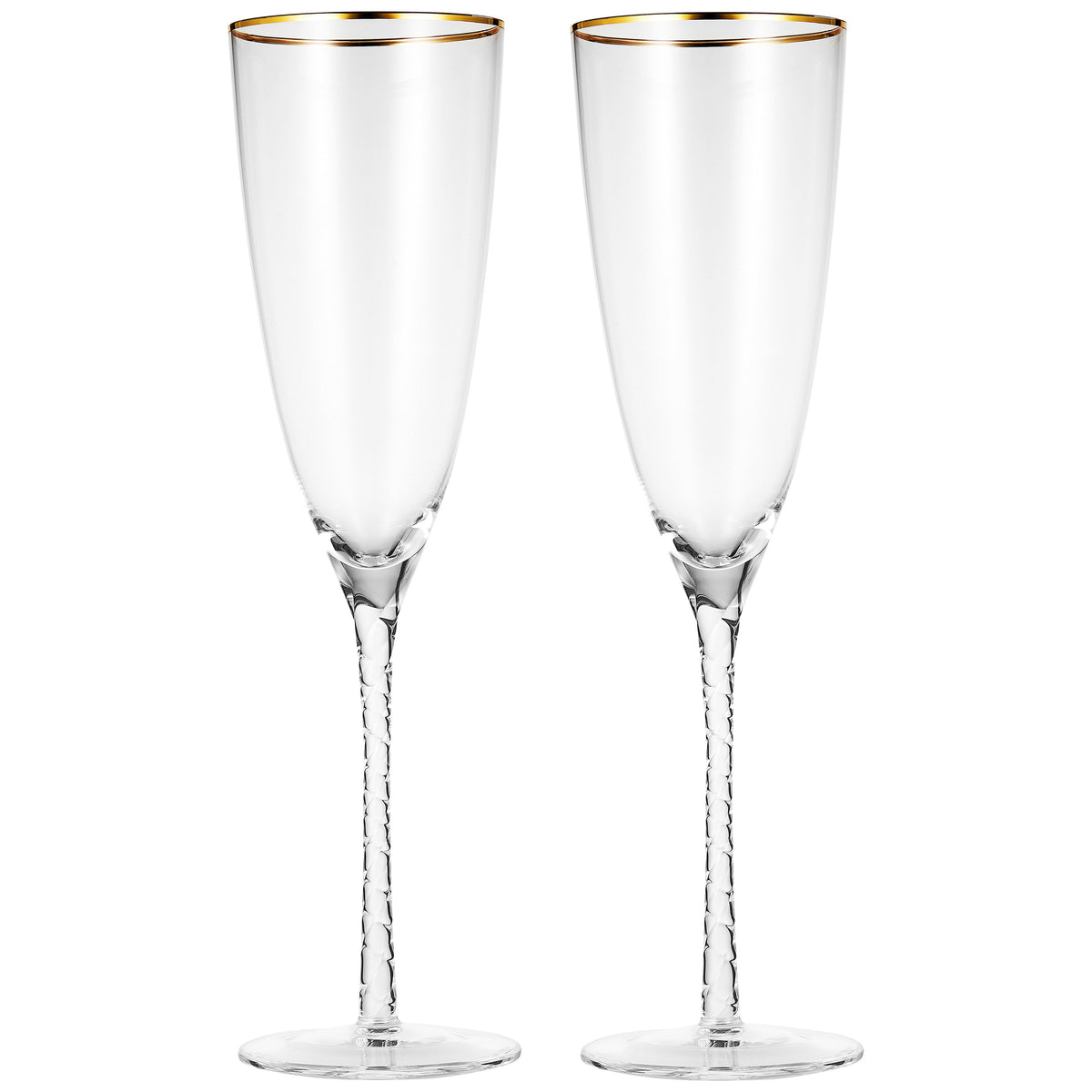 Berkware Champagne Glasses- Luxurious Crystal Champagne Flutes with Twisted Stem - Set of 4