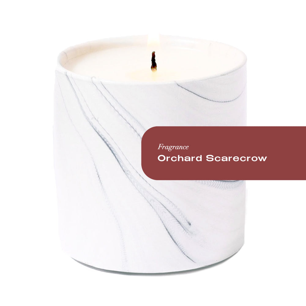 Orchard Scarecrow White Marble Candle 6oz