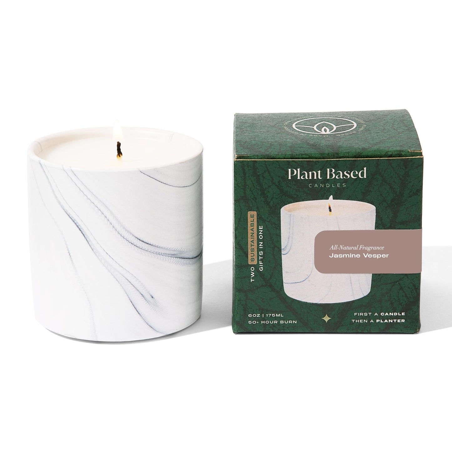 Natural Jasmine Vesper White Marble Candle 6oz