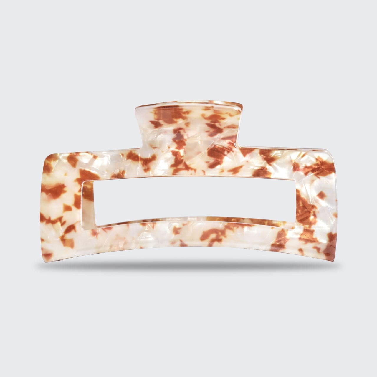 Jumbo Open Shape Claw Clip - Tan Marble