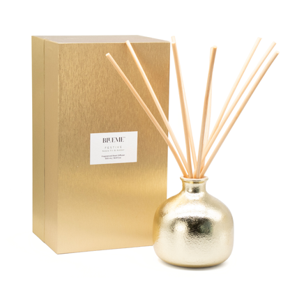 Gold Large Refillable Diffuser - Festive - Noble Fir & Amber