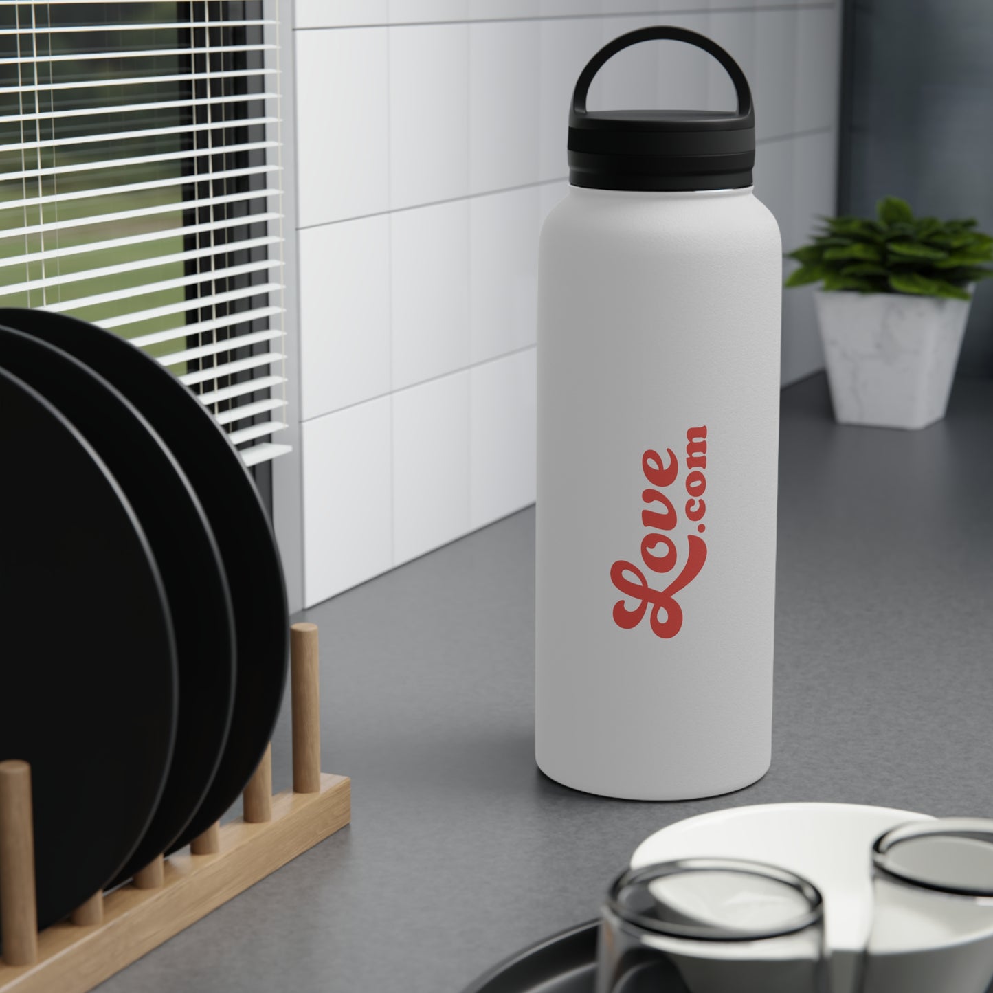 Stainless Steel Water Bottle, Handle Lid