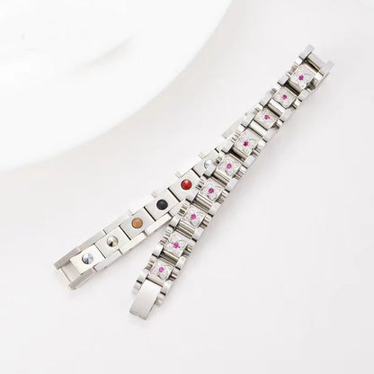 Stainless Steel Magnetic/Energy Bracelet with Crystals. 3 Colors available. Model YYG233