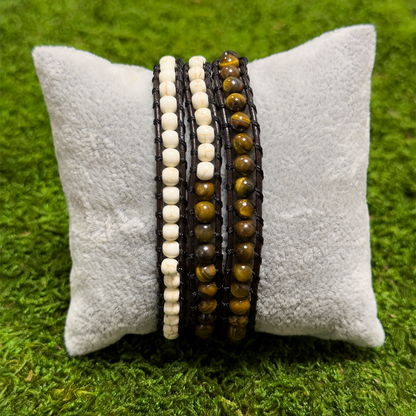 White Turquoise + Tiger Eye Bracelet