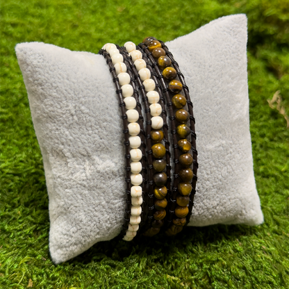 White Turquoise + Tiger Eye Bracelet