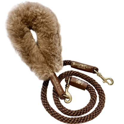 Bundle Shearling Fur Grip + Rope Leash for Dogs