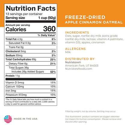 Apple Cinnamon Oatmeal Freeze Dried - #10 Can by Nutristore