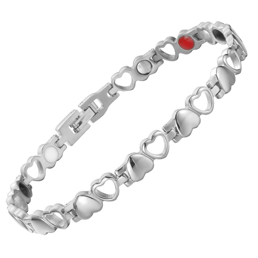 Stainless Steel Energy Bracelet 4-in-1. 9 Colors available. Model B041-Hearts