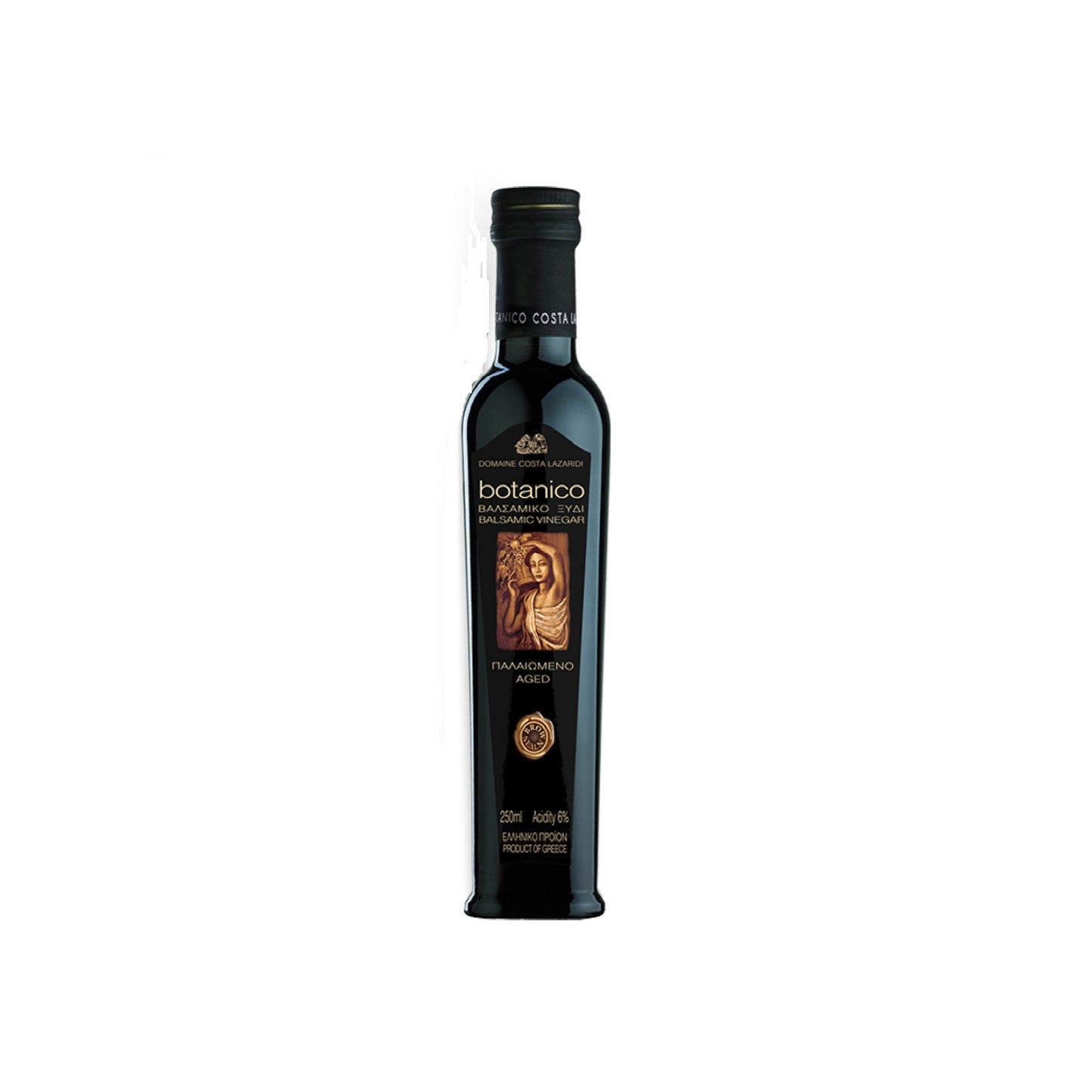 Botanico Brown Seal Organic Balsamic Vinegar - Aged 4 Years in Oak Barrels for Enhanced Flavor and Health Benefits 8.45 fl oz by Alpha Omega Imports