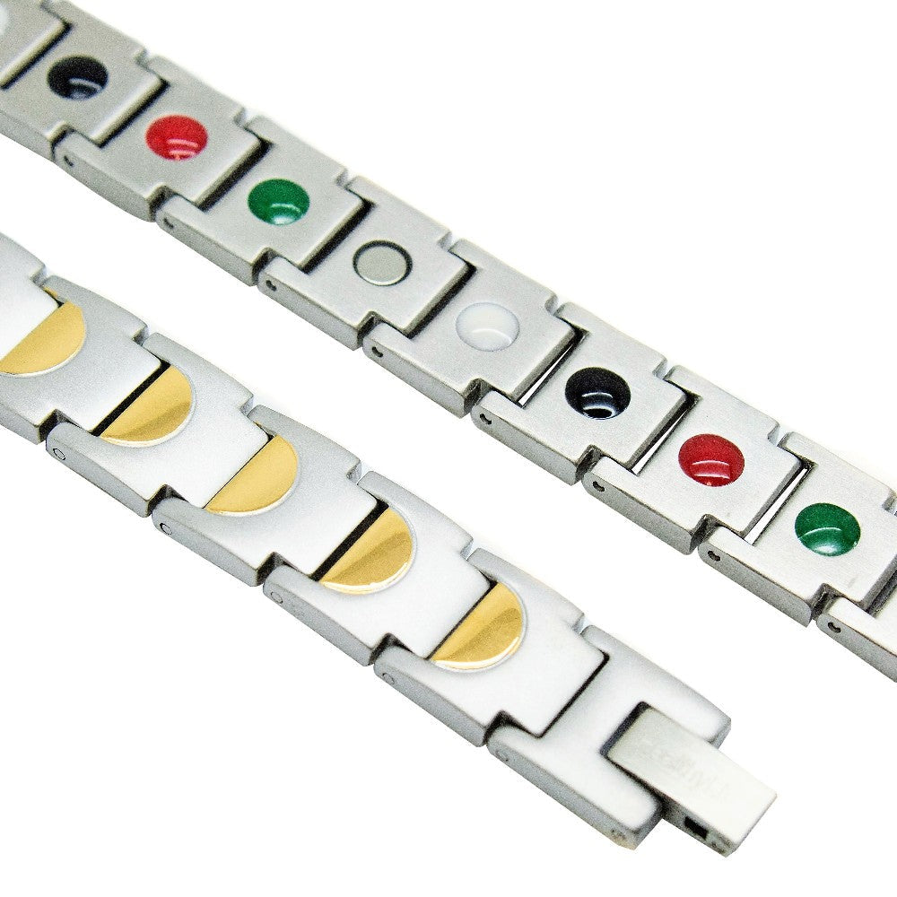 Stainless Steel Energy Bracelet 4-in-1. Silver/Gold Color. Model BR-S-157