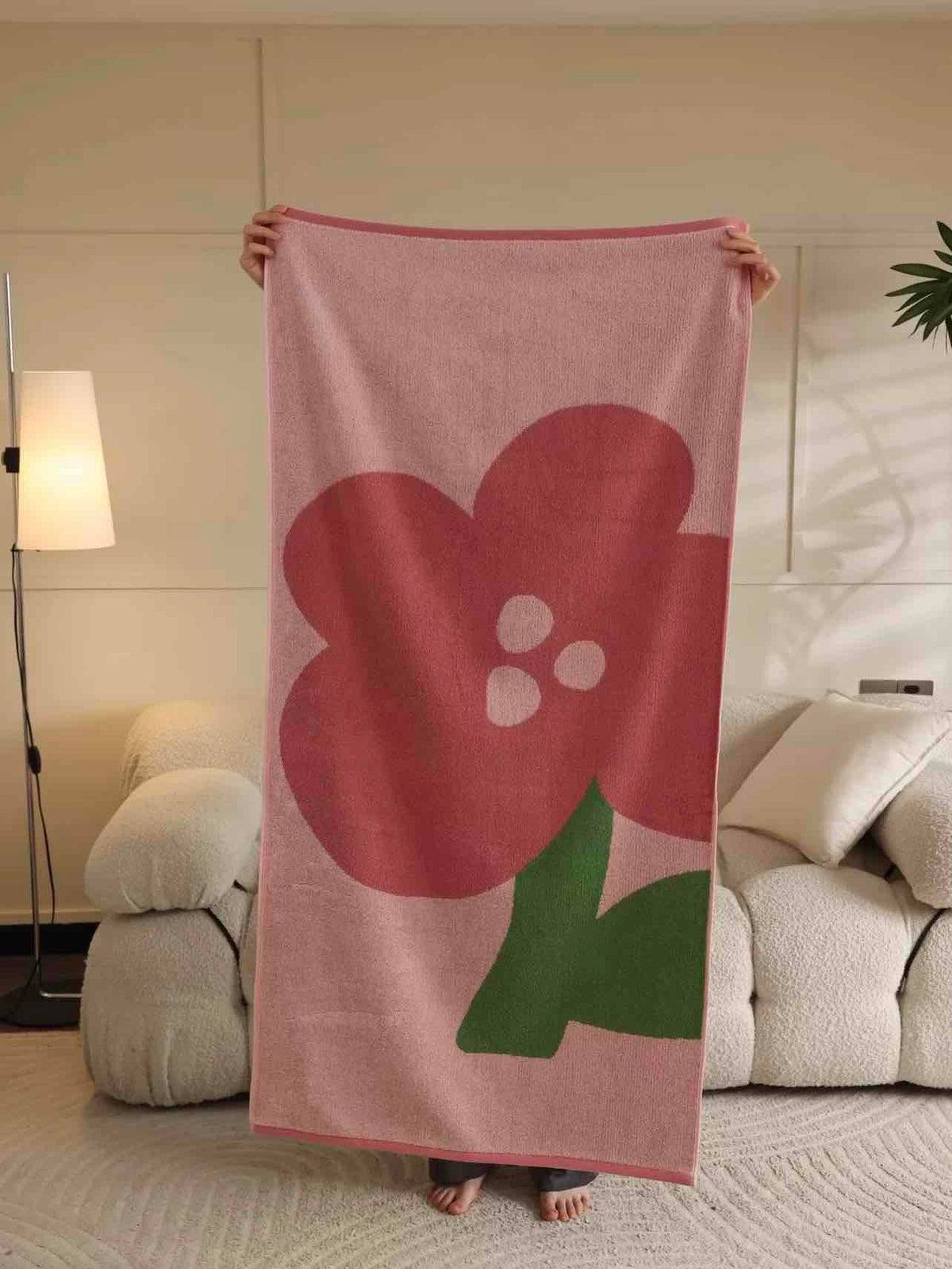 Cute Whimsical Floral Bath Towel - Soft, Absorbent, 100% Staple Cotton