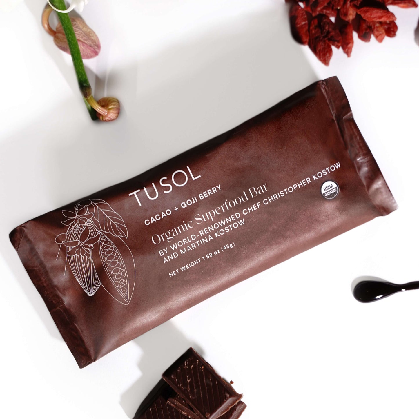 Organic Cacao + Goji Berry Superfood Bar (24 Pack) by TUSOL Wellness