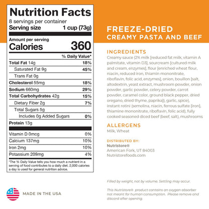 Creamy Pasta and Beef Freeze Dried - #10 Can by Nutristore