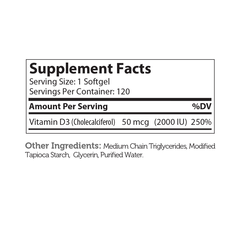 Vitamin D3 Softgels 2000 IU