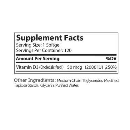 Vitamin D3 Softgels 2000 IU