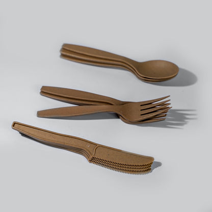 Sugarcane Utensils (Knives, Spoons, Forks) - Pack of 30 (10 each) by EQUO