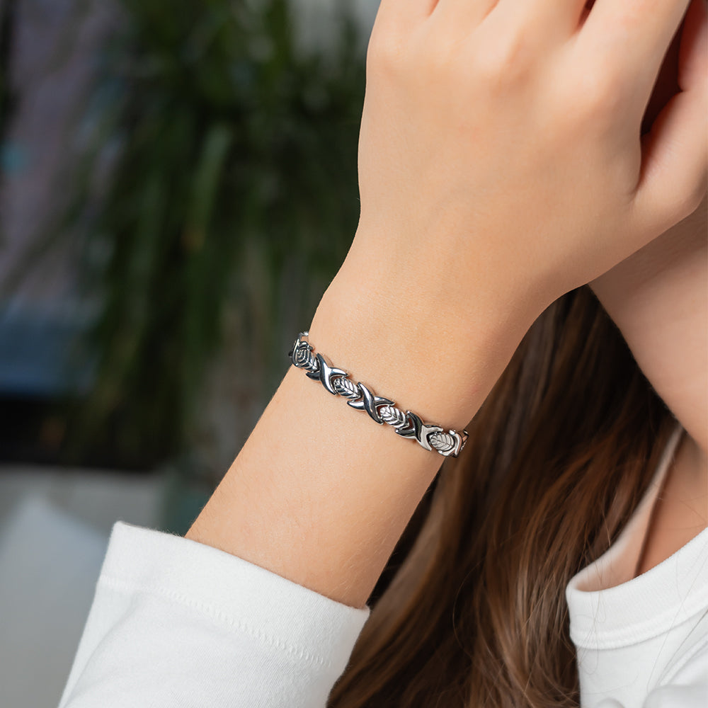 Stainless Steel Energy Bracelet 4-in-1. Silver color. Model BR-S-273