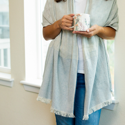 Upcycled Soft Denim Fiber Shawl by Upavim Crafts