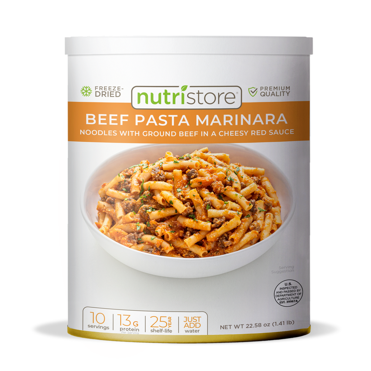 Beef Pasta Marinara - #10 Can by Nutristore