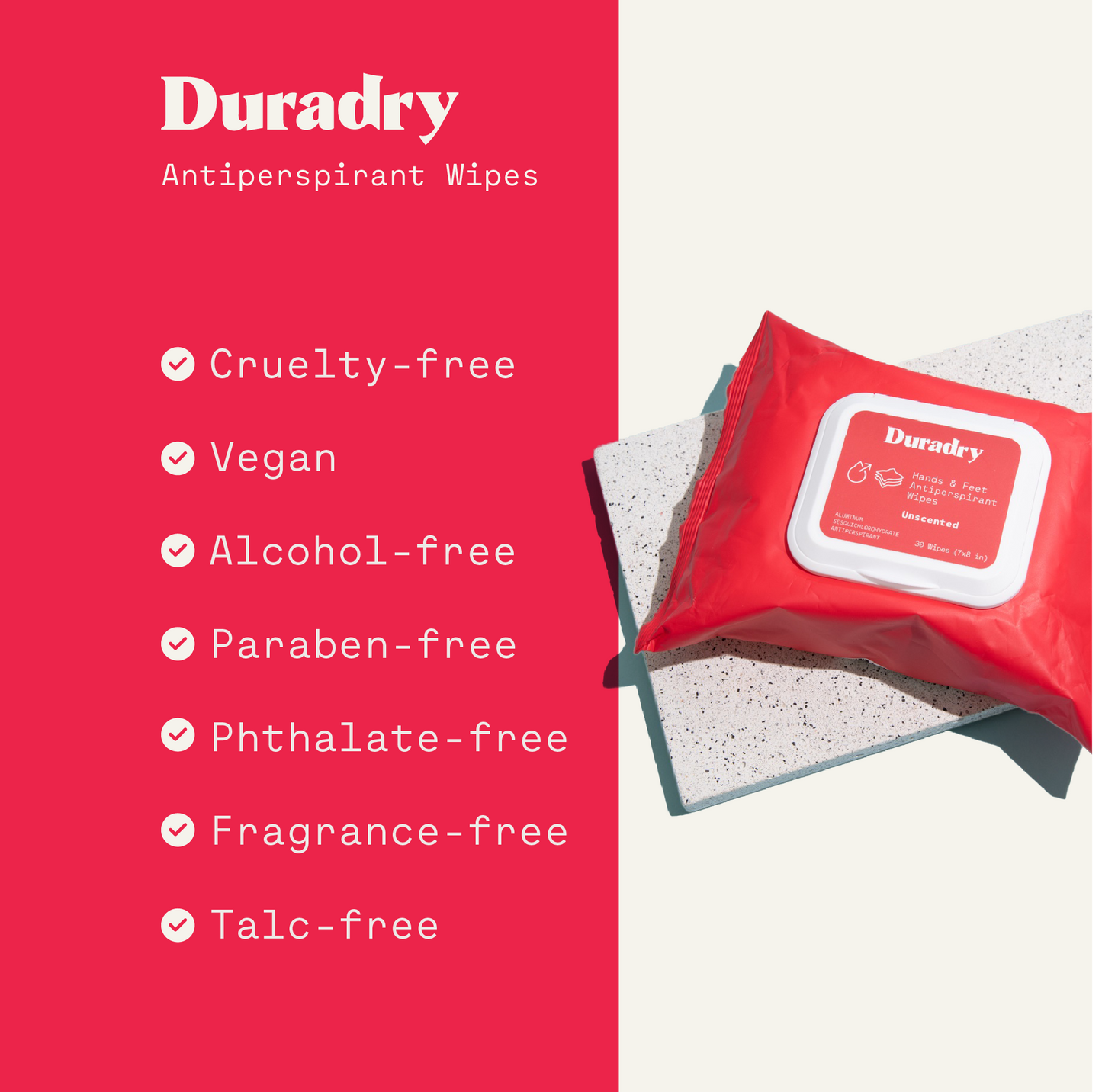 Duradry Antiperspirant Wipes for Hands & Feet