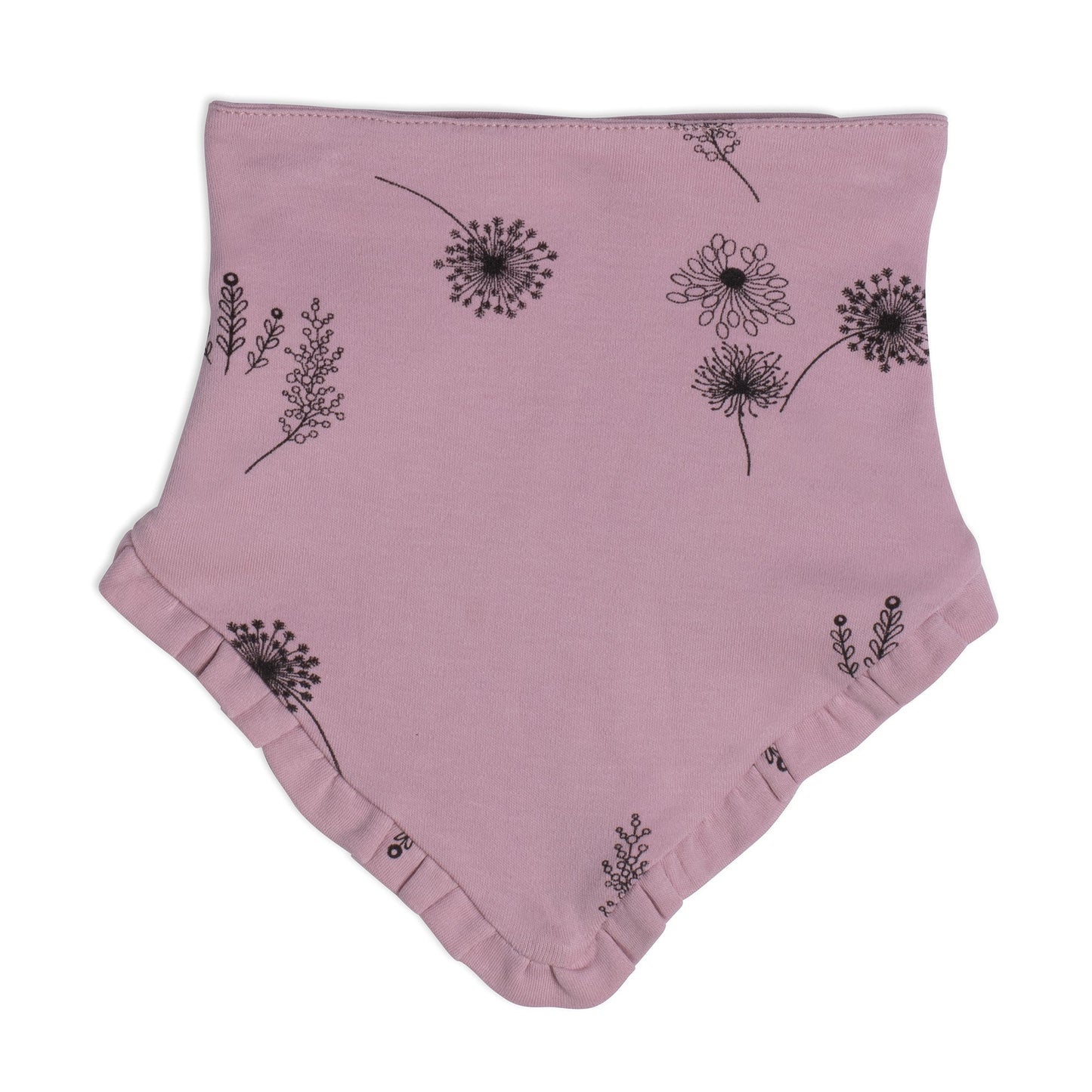 Organic Cotton Hat And Bib Set Printed Flowers Dusty Purple by Deux par Deux