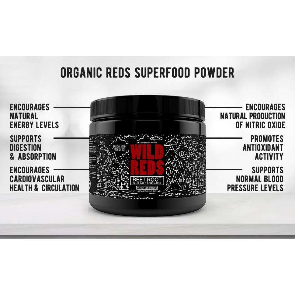 Wild Reds Powder - All-Natural Pre-Workout Energy Mix 5.8oz CASE OF 12 by Wild Foods