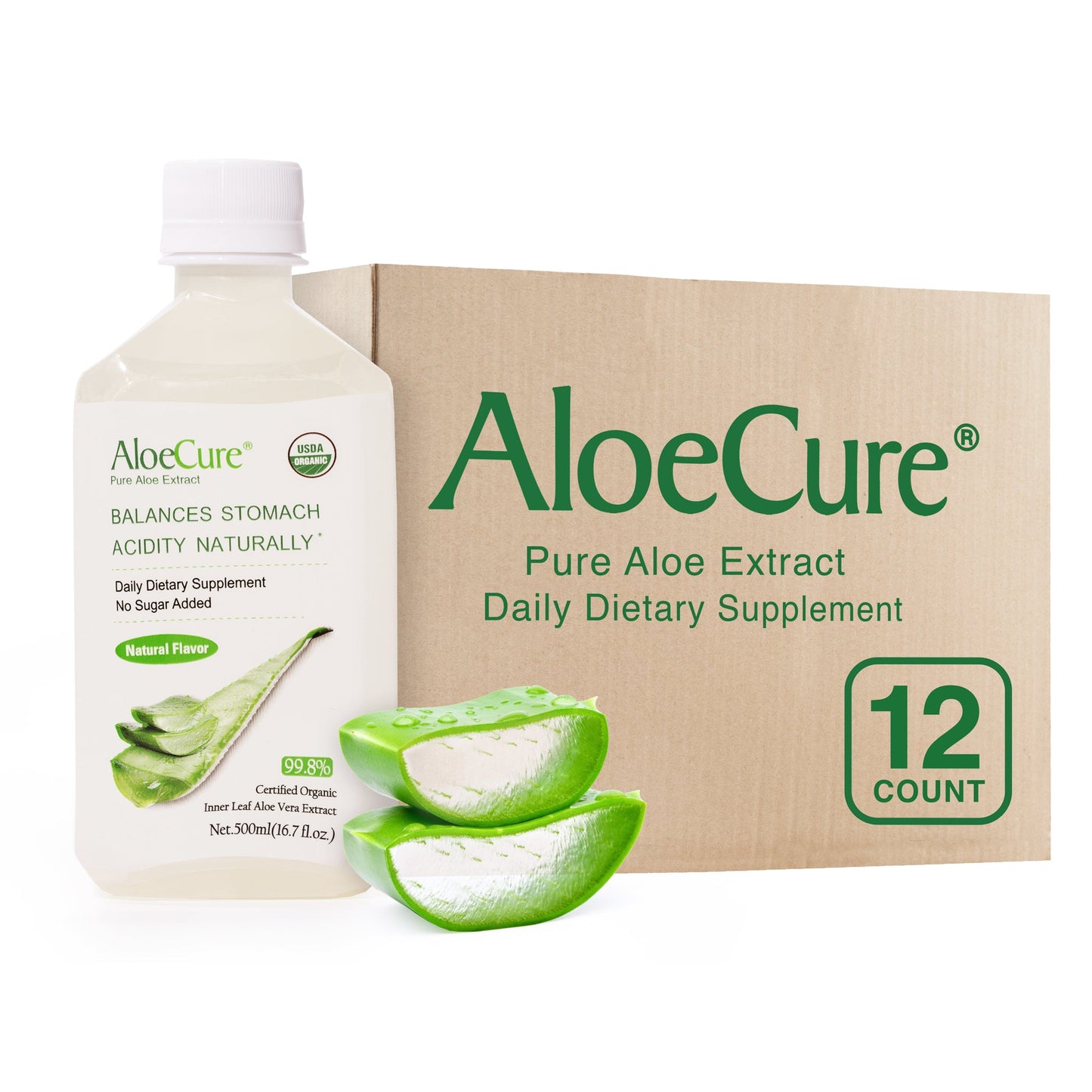 Pure Aloe Vera Juice Natural Flavor - USDA Certified Organic