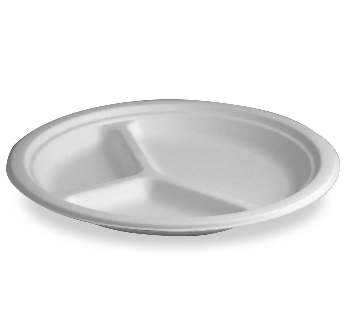 9” Round 3-Compartment Fiber Plate, 500-Count Case