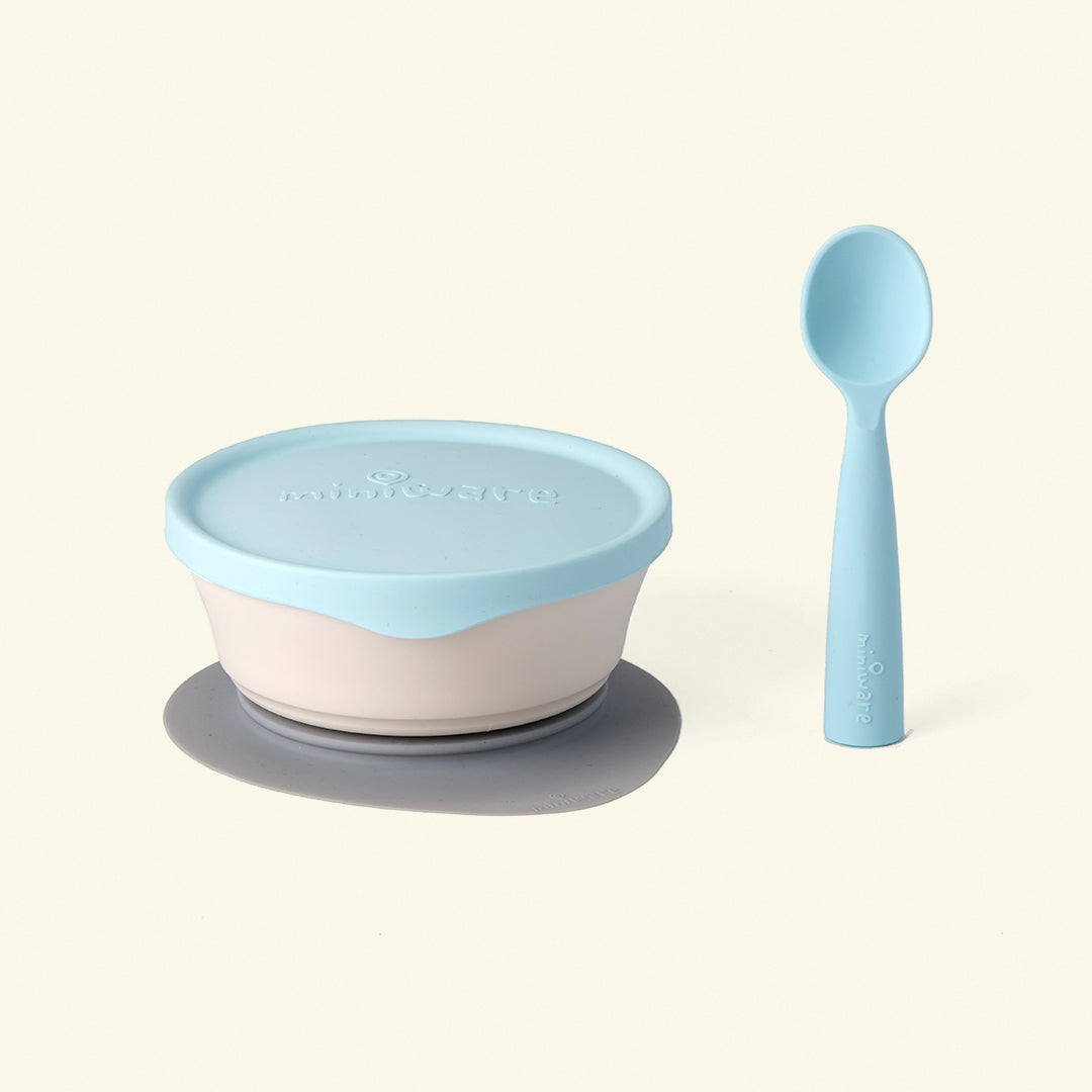 First Bites Self-Feeding Set - Vanilla + Aqua by Miniware