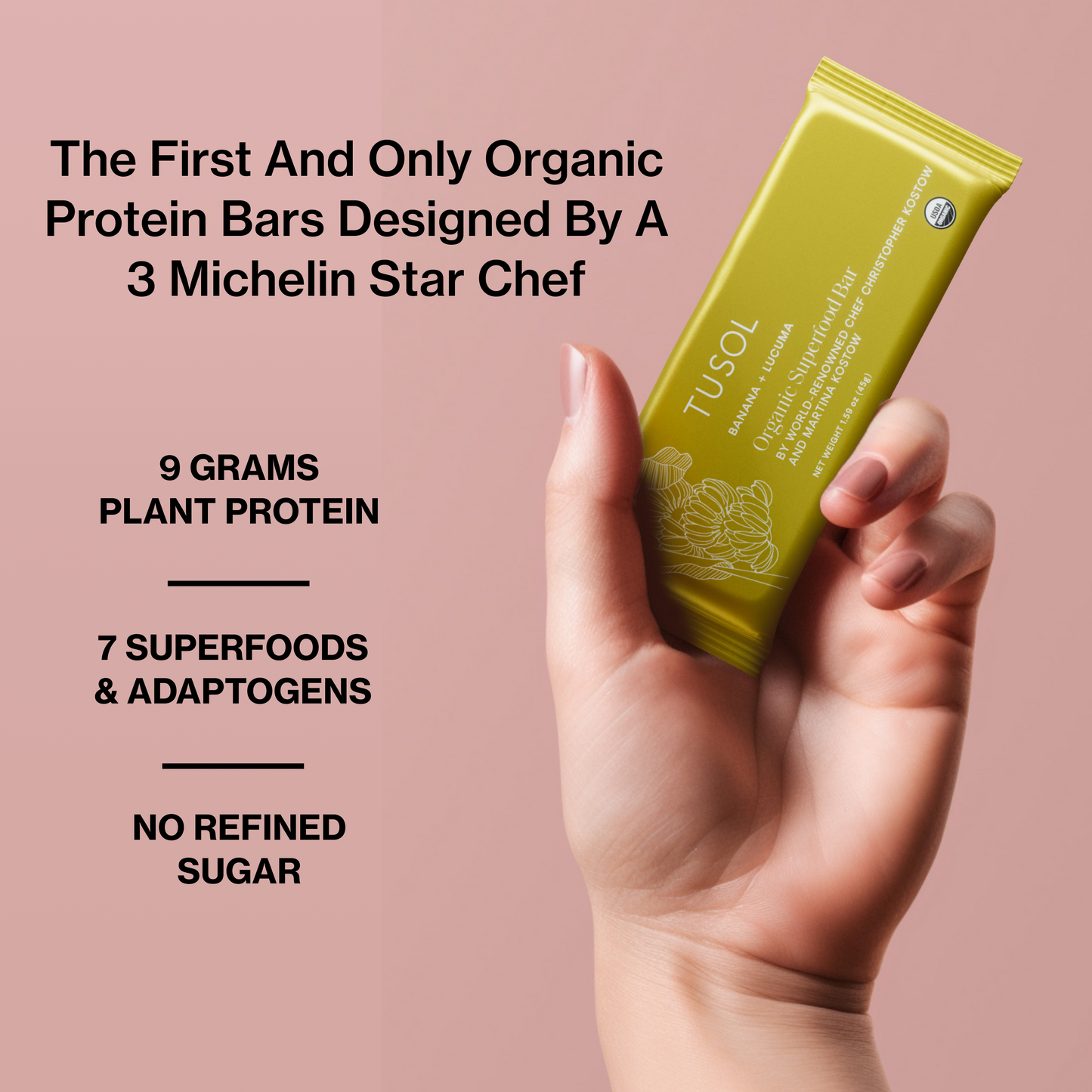 Organic Protein + Superfood Bars by TUSOL Wellness