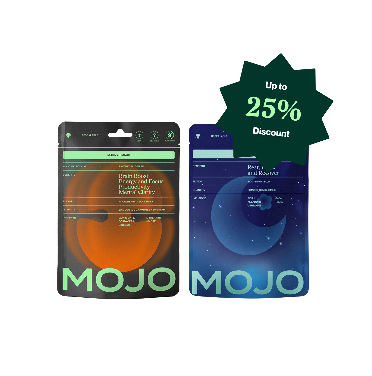 Day & Night Bundle☀️🌙 by Mojo | Mushroom Dosed Gummies