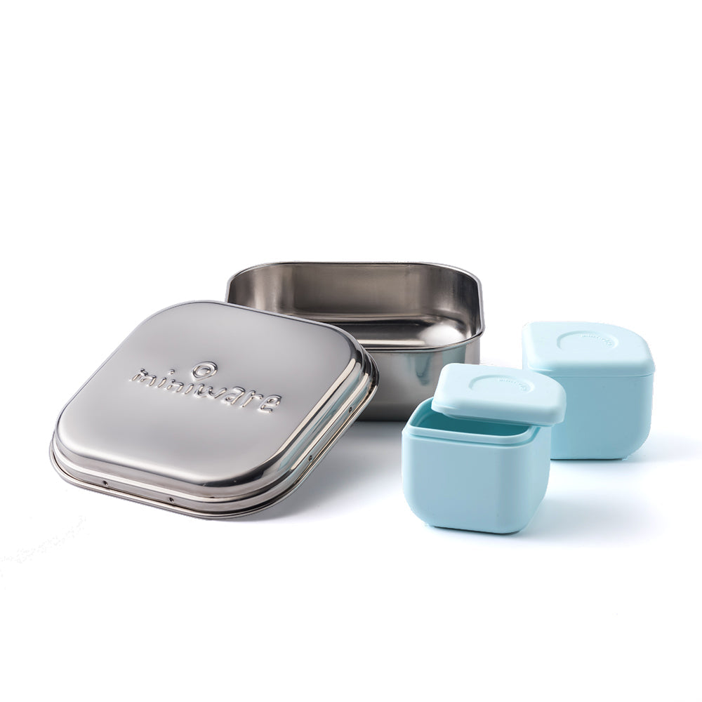 GrowBento: All Ages Bento Box - Chrome + Aqua by Miniware