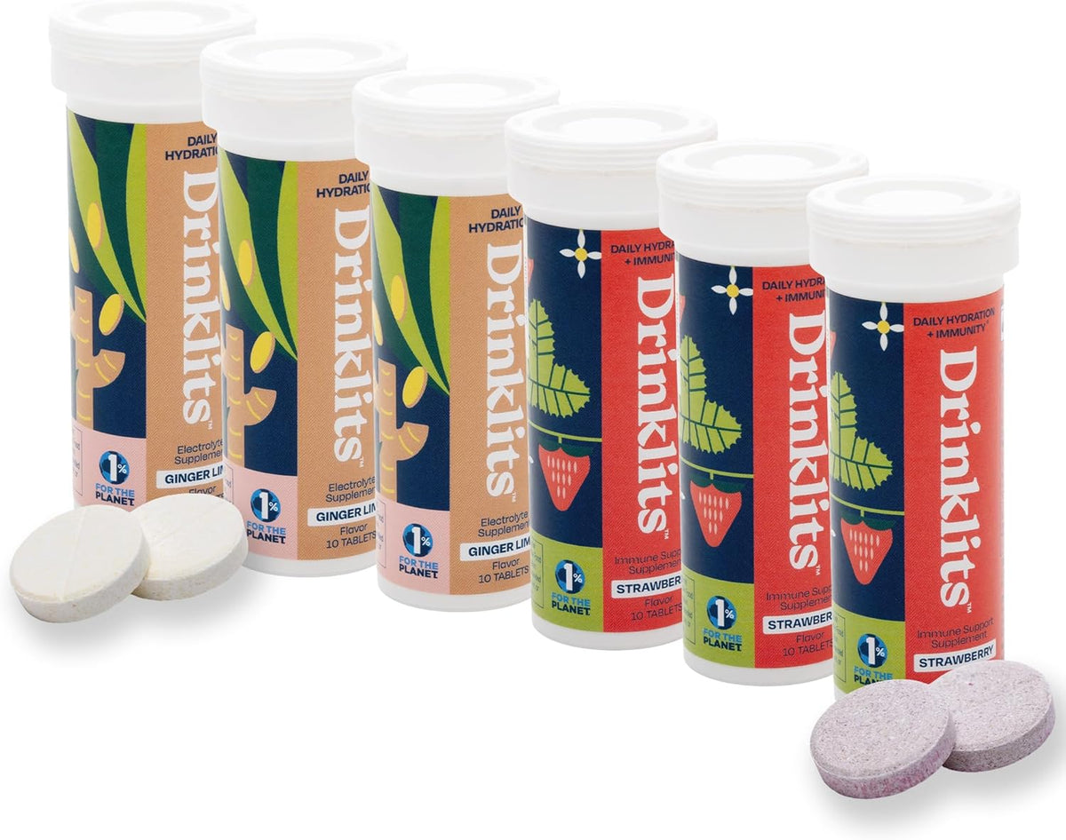 Ginger-Lime Daily Hydration & Strawberry Daily Immune Support (6) Tube Combo Pack by Drinklits