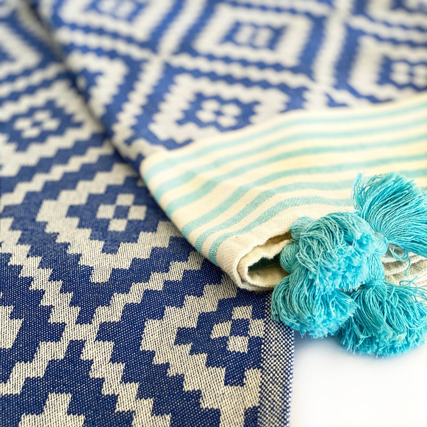 Merida Turkish Towel / Blanket - Blue by Hilana Upcycled Cotton