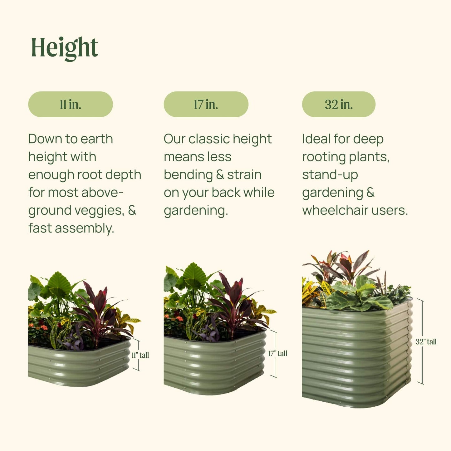 17" Tall U Shaped Raised Garden Bed Kit - Standard Size