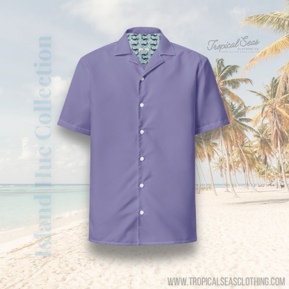 Stylish Solid Urchin Purple Camp Shirt - Recycled Polyester, Pulls 2 Pounds of Ocean Plastic, Ideal for Men, Travelers, Beach Lovers