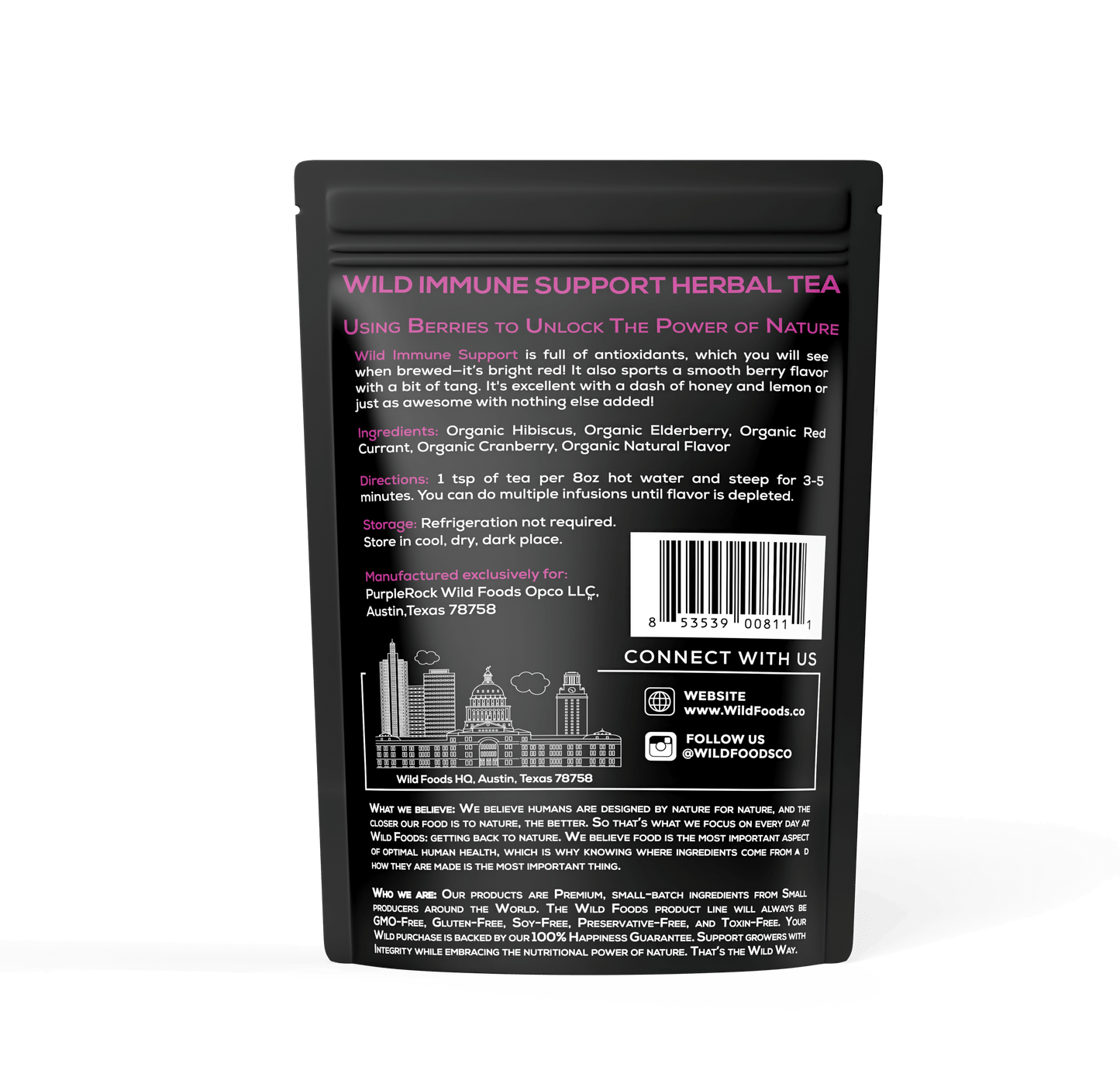 Wild Immune Support Tea - With Elderberry, Hibiscus, Currant, and Cranberry by Wild Foods