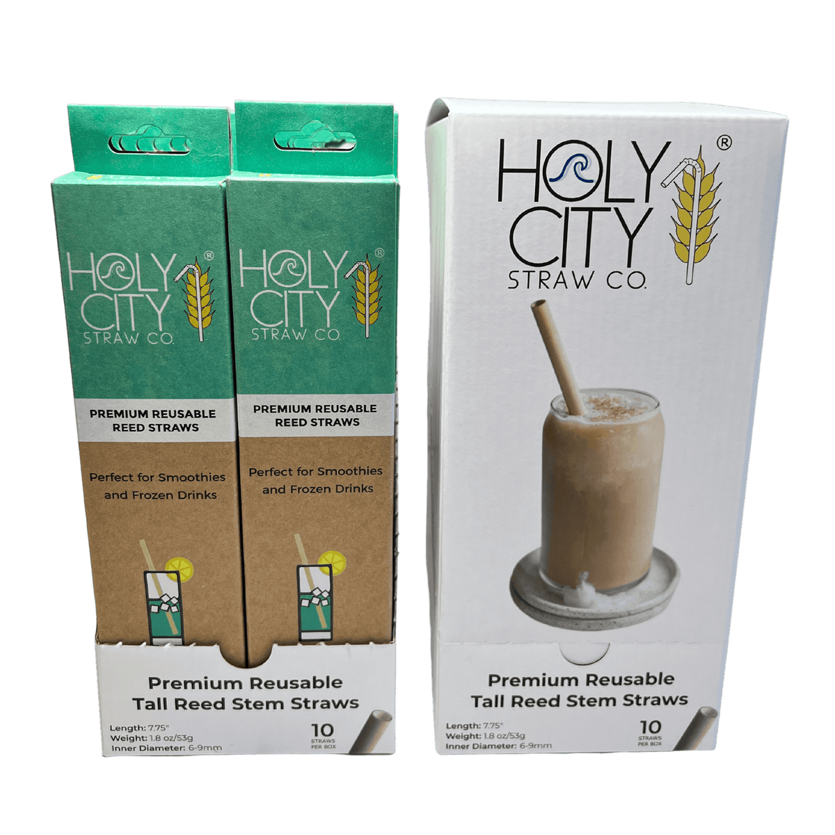 Tall Reed Stem Drinking Straws | Inner pack | 20 x 10ct. Boxes by Holy City Straw Company