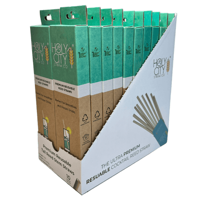 Tall Reed Stem Drinking Straws | Inner pack | 20 x 10ct. Boxes by Holy City Straw Company