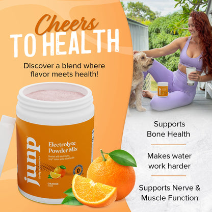 JUNP Electrolytes Powder No Sugar No Carbs – Sweet Tangy Citrus Orange Drink Mix - Potassium & Salt Electrolyte Hydration Powder Zero Calorie Sugar Free Electrolyte Powder, Keto Friendly, 90 Servings