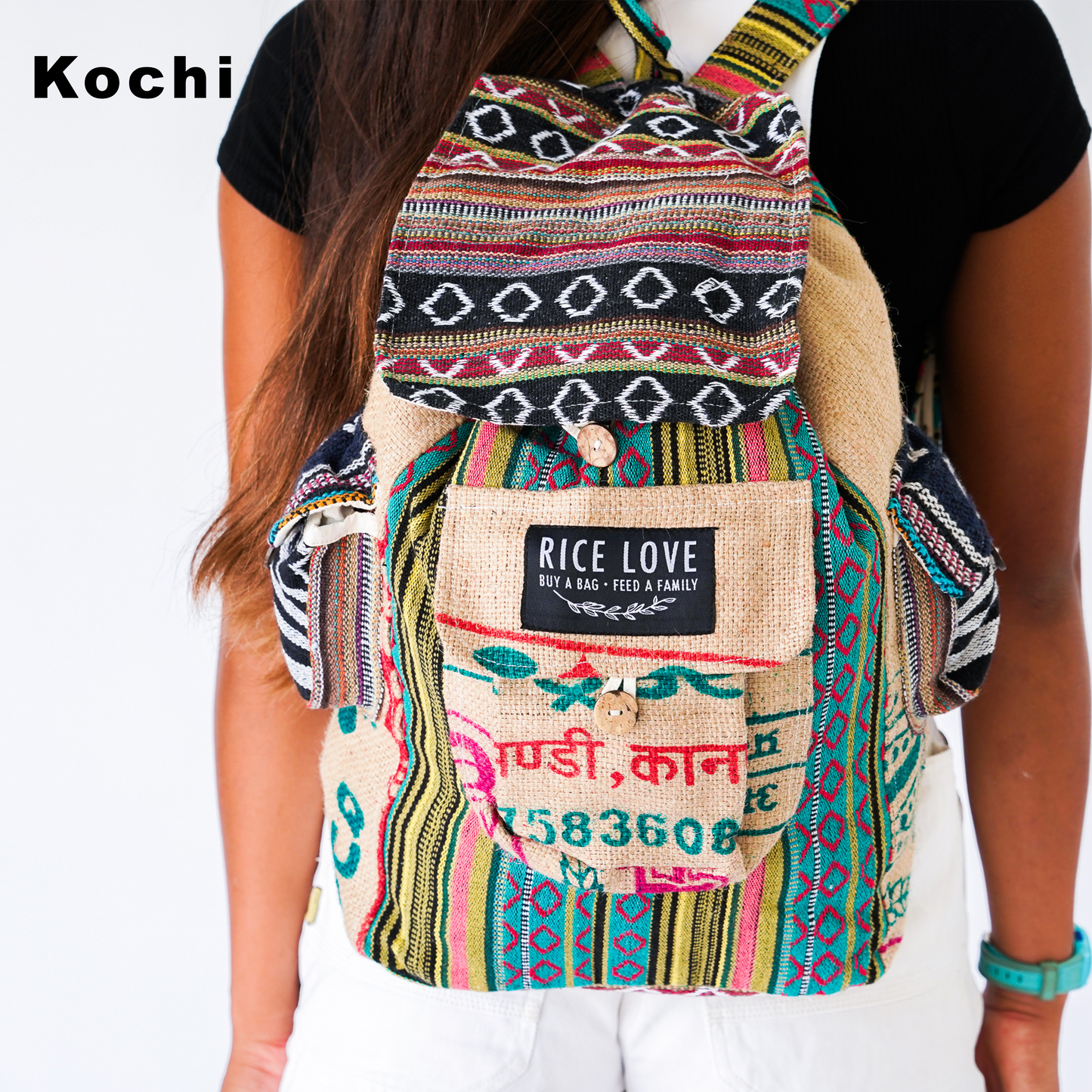 Recycled Travel Backpack by Rice Love