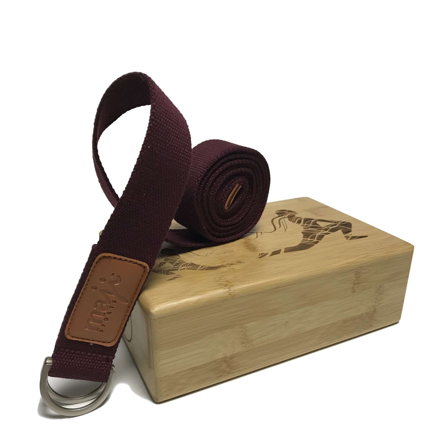 Laser Engraved Bamboo Yoga Block & Strap Combo by Jupiter Gear