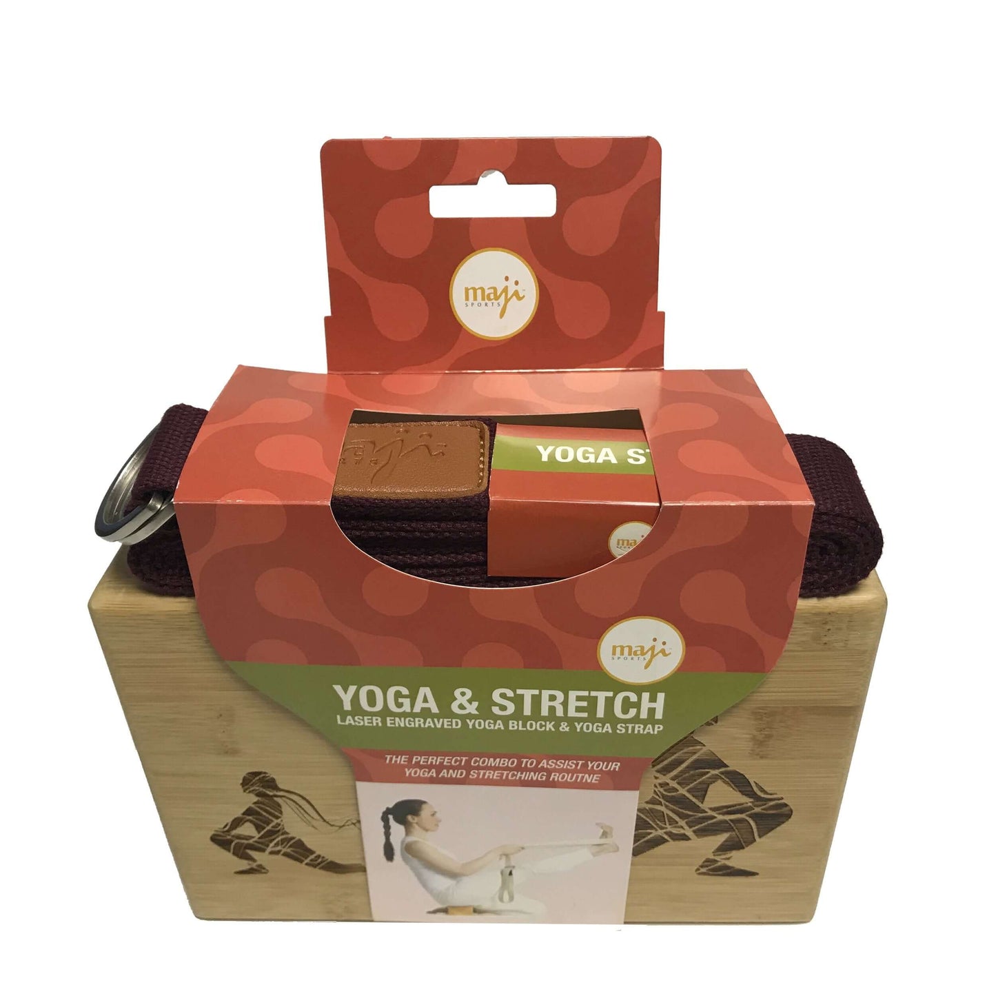 Laser Engraved Bamboo Yoga Block & Strap Combo by Jupiter Gear