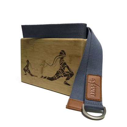 Laser Engraved Bamboo Yoga Block & Strap Combo by Jupiter Gear