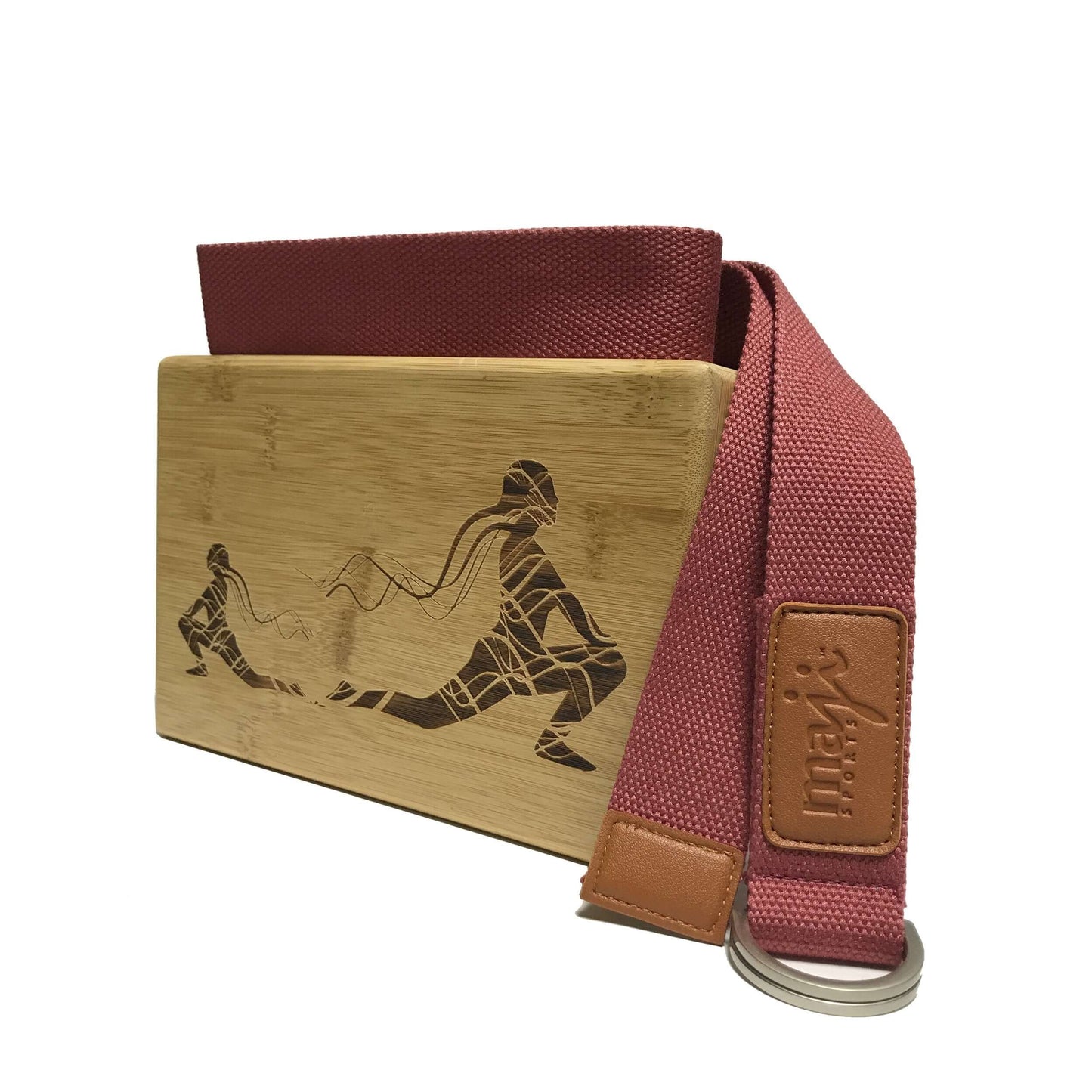 Laser Engraved Bamboo Yoga Block & Strap Combo by Jupiter Gear