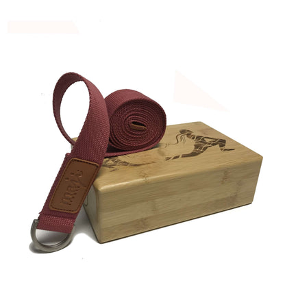 Laser Engraved Bamboo Yoga Block & Strap Combo by Jupiter Gear