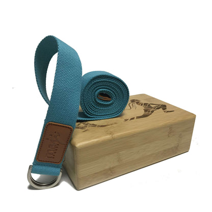 Laser Engraved Bamboo Yoga Block & Strap Combo by Jupiter Gear