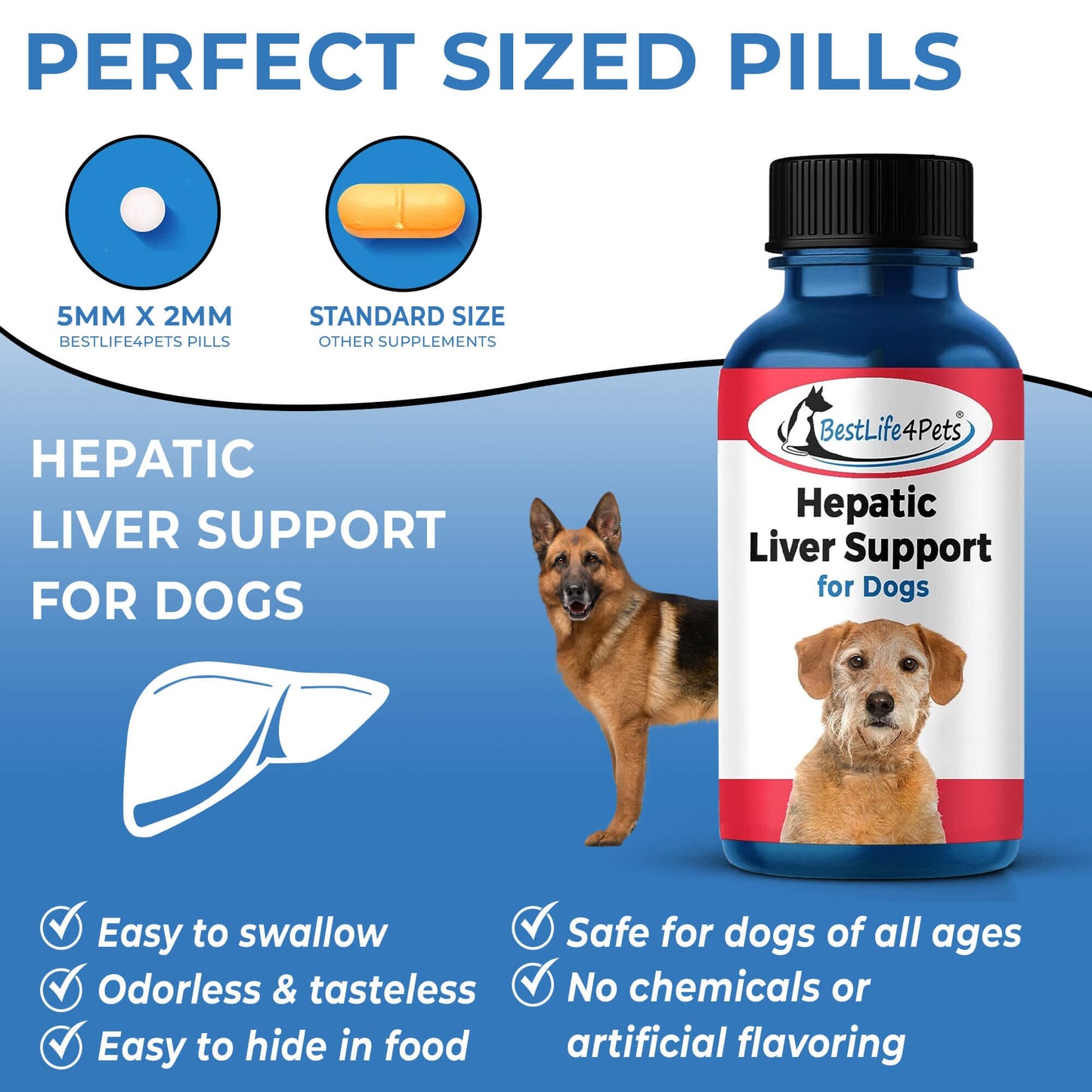 Natural Hepatic Dog Liver Support Tablets by BestLife4Pets