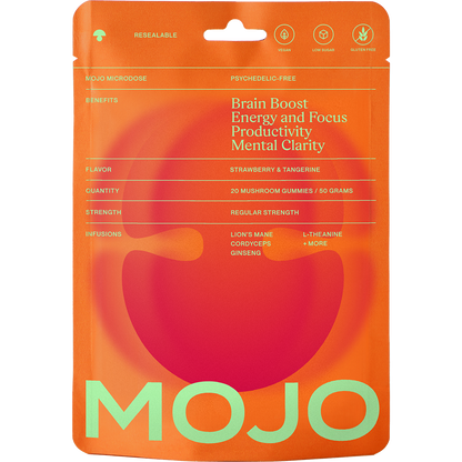 Brain Boost Gummies - Strawberry Tangerine by Mojo | Mushroom Dosed Gummies