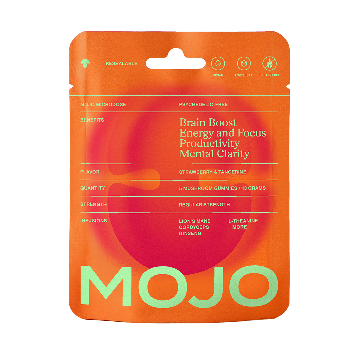 Brain Boost Gummies - Strawberry Tangerine by Mojo | Mushroom Dosed Gummies